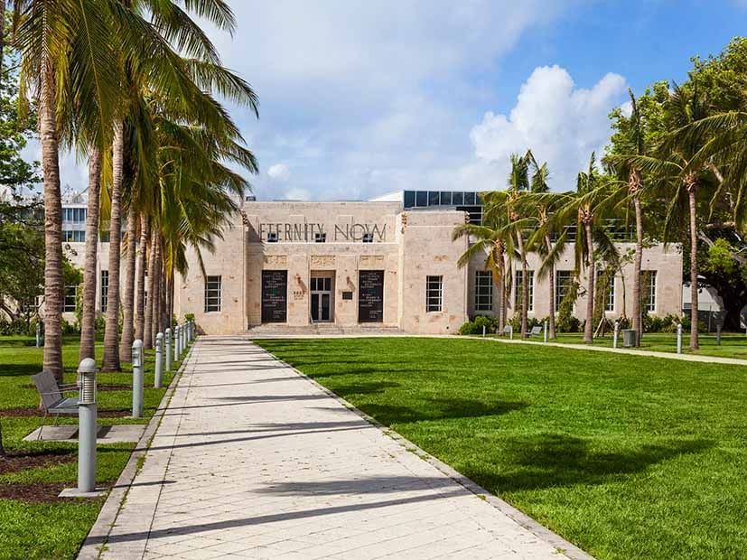 Distant exterior view of The Bass Museum near Esme Miami Beach