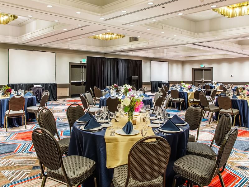 meeting room with group tables