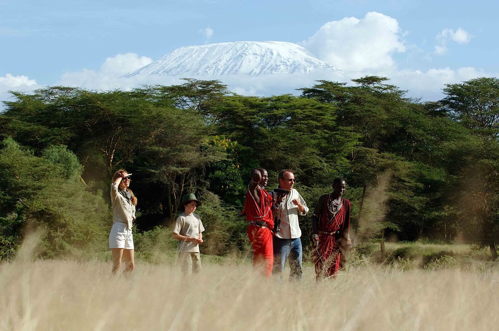 A Family on a field near Amboseli Serena Safari Lodge