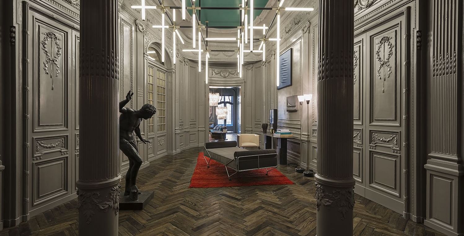 Statue in Palazzo Prive lobby area at Fendi Private Suites