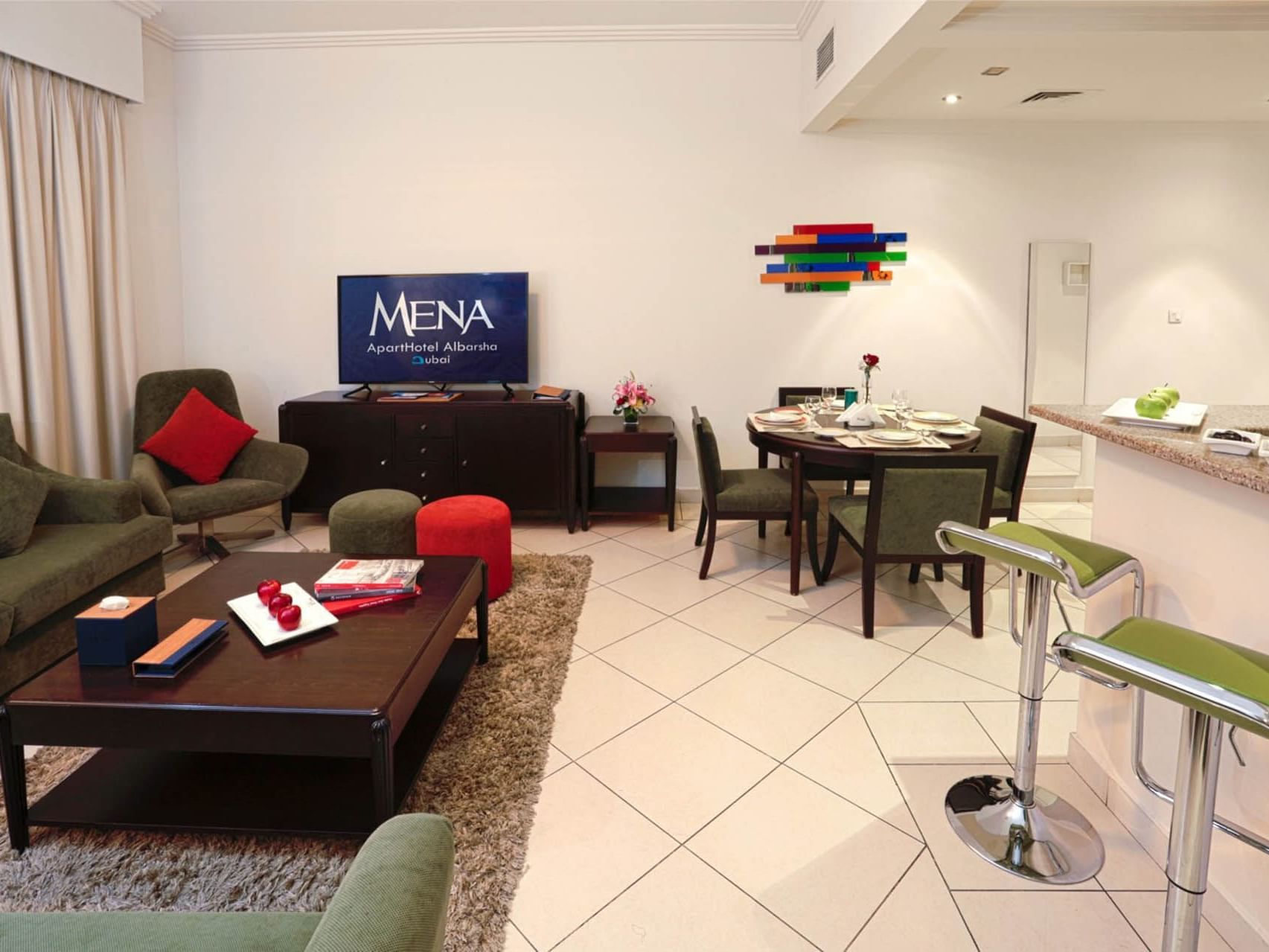 Interior of two bedroom Suite at Mena ApartHotel Albarsha
