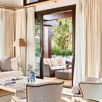 Indoor & outdoor lounges in La Concha Suite at Marbella Club