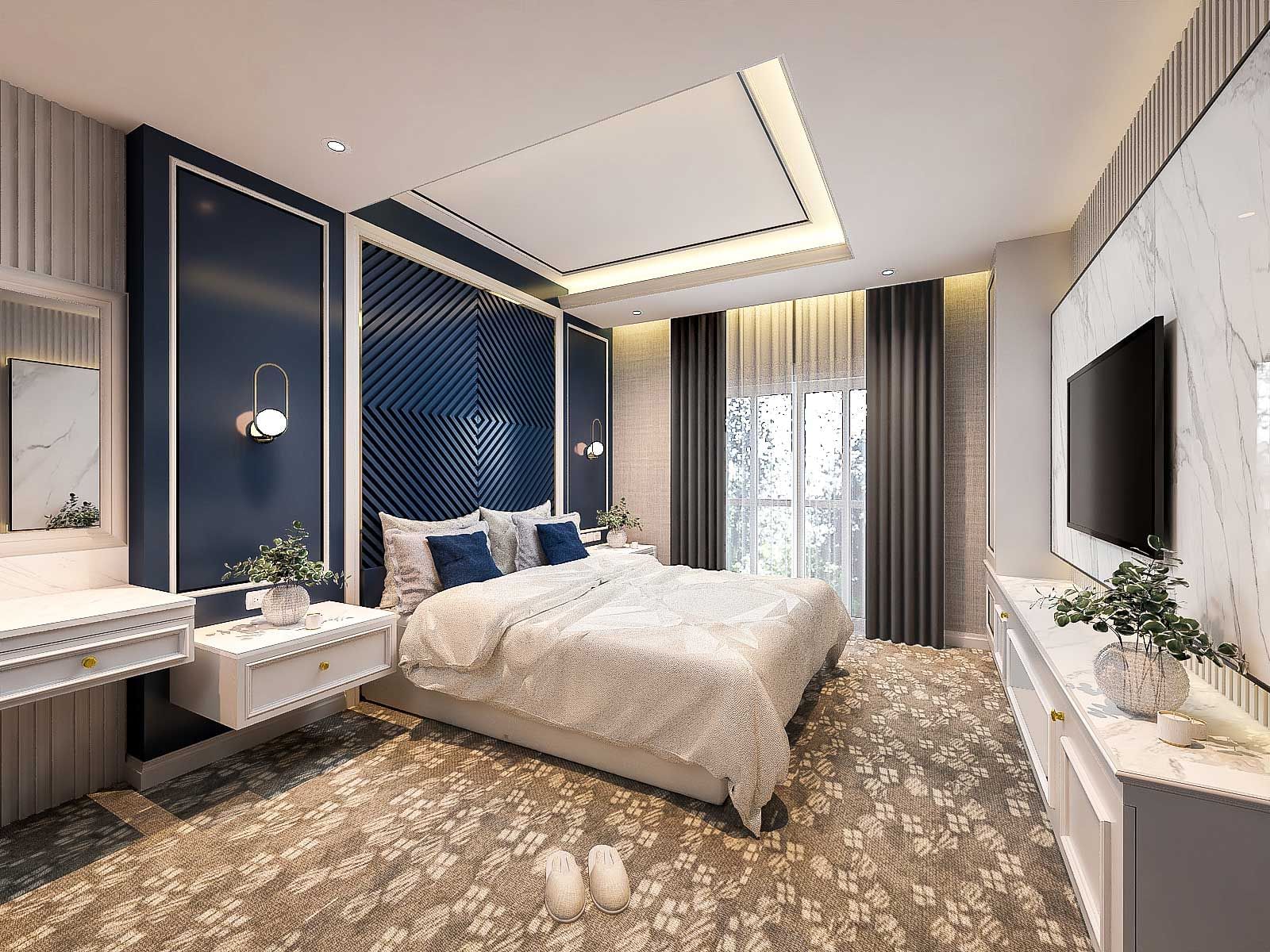 Interior of a bedroom in Suite at Eastin Hotel Vientiane Laos