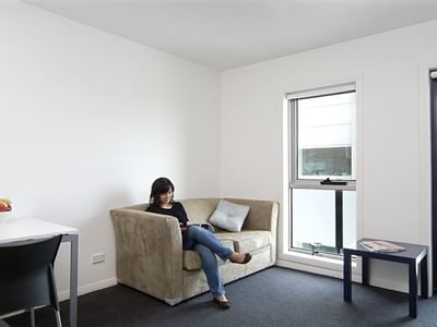 UniLodge @ 740_Furnished One Bedroom - Lounge in Melbourne