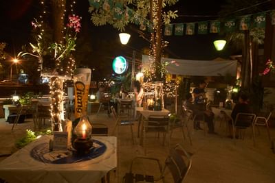Chiang Mai's Courtyard at night lights in Amora Hotel