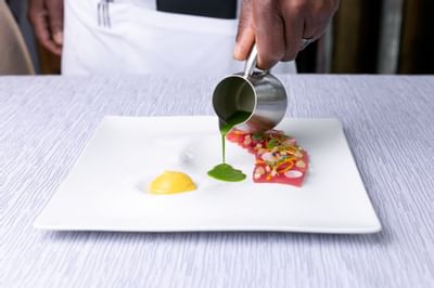 Close up of a dish served at Stein Eriksen Lodge