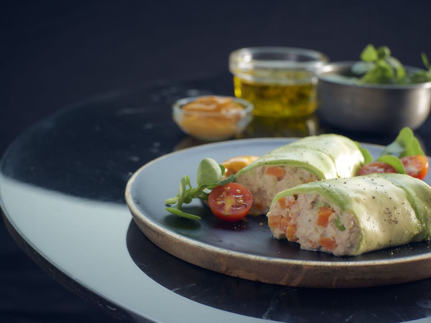 Primer plano de un plato servido en un restaurante del One Hotel