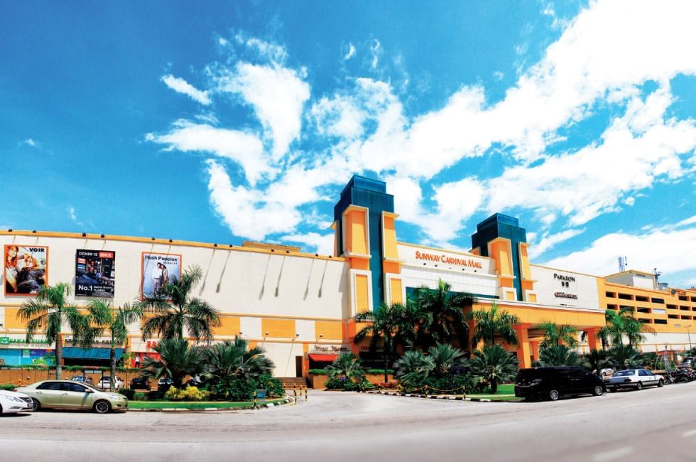 Exterior view of the Sunway Carnival Mall on a sunny day near Sunway Hotel Seberang Jaya