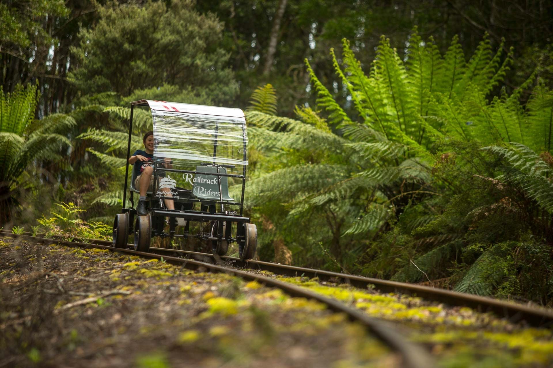  Man enjoying the wilderness with Railtrack Riders at Strahan Village