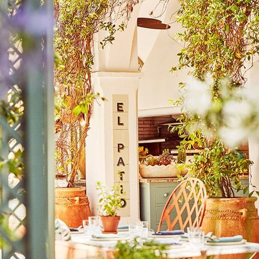 El Patio restaurant's signboard at Marbella Club Hotel