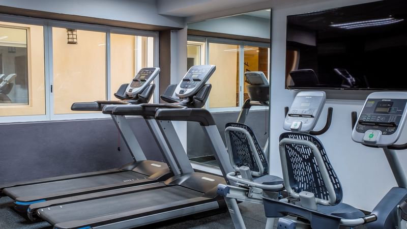 Exercise machines in a Gymnasium at Gamma Hotels