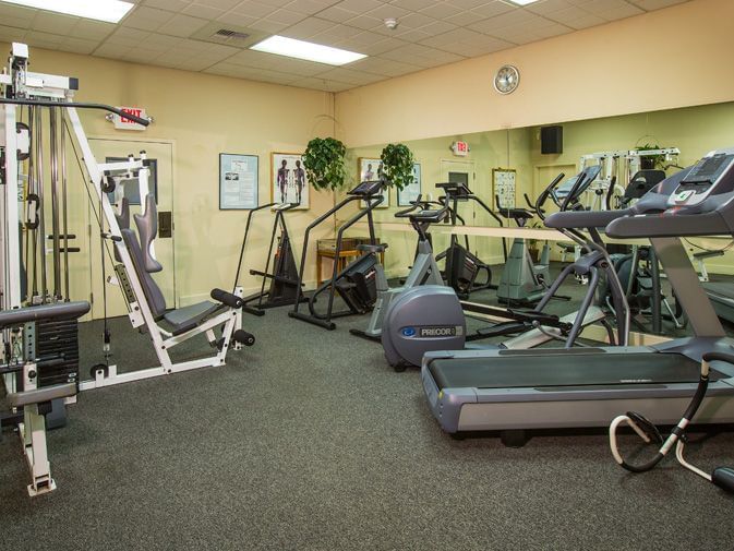 Treadmills and exercise equipment in fitness center