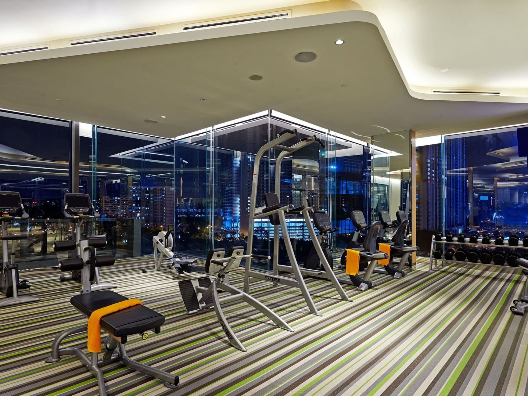 The fully-equipped fitness center at VE Hotel & Residence