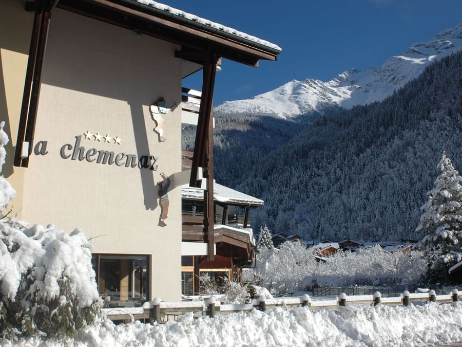 Snowy Mountain view from Chalet Hotel La Chermenaz