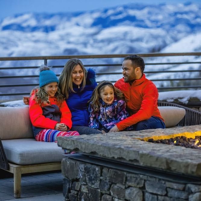 family by the fire