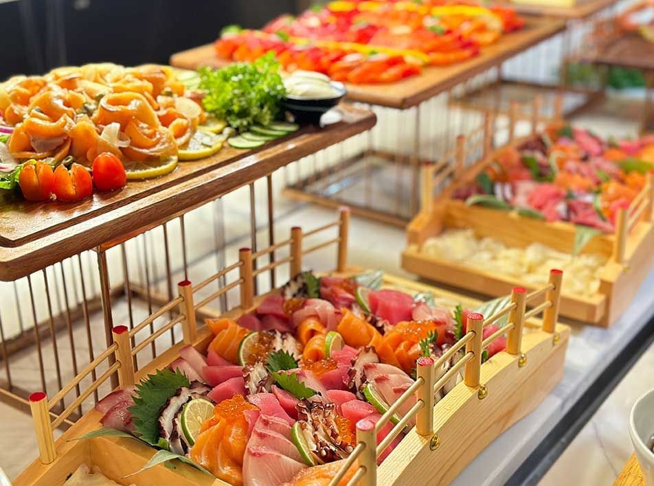 Close-up of sushi sashimi platter displayed at Imperial Lexis best Malaysian Restaurants Kuala Lumpur