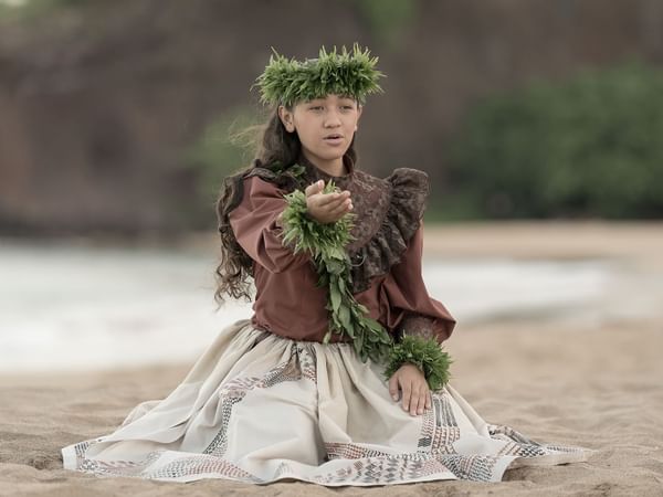 girl in hawaiian outfit