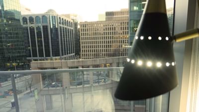 A lamp beside a window at ReStays Ottawa