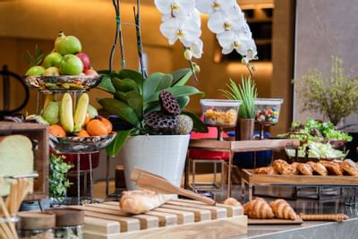 Bakery section, fruits, buffet displayed at Carlton Hotel Bangkok Sukhumvit