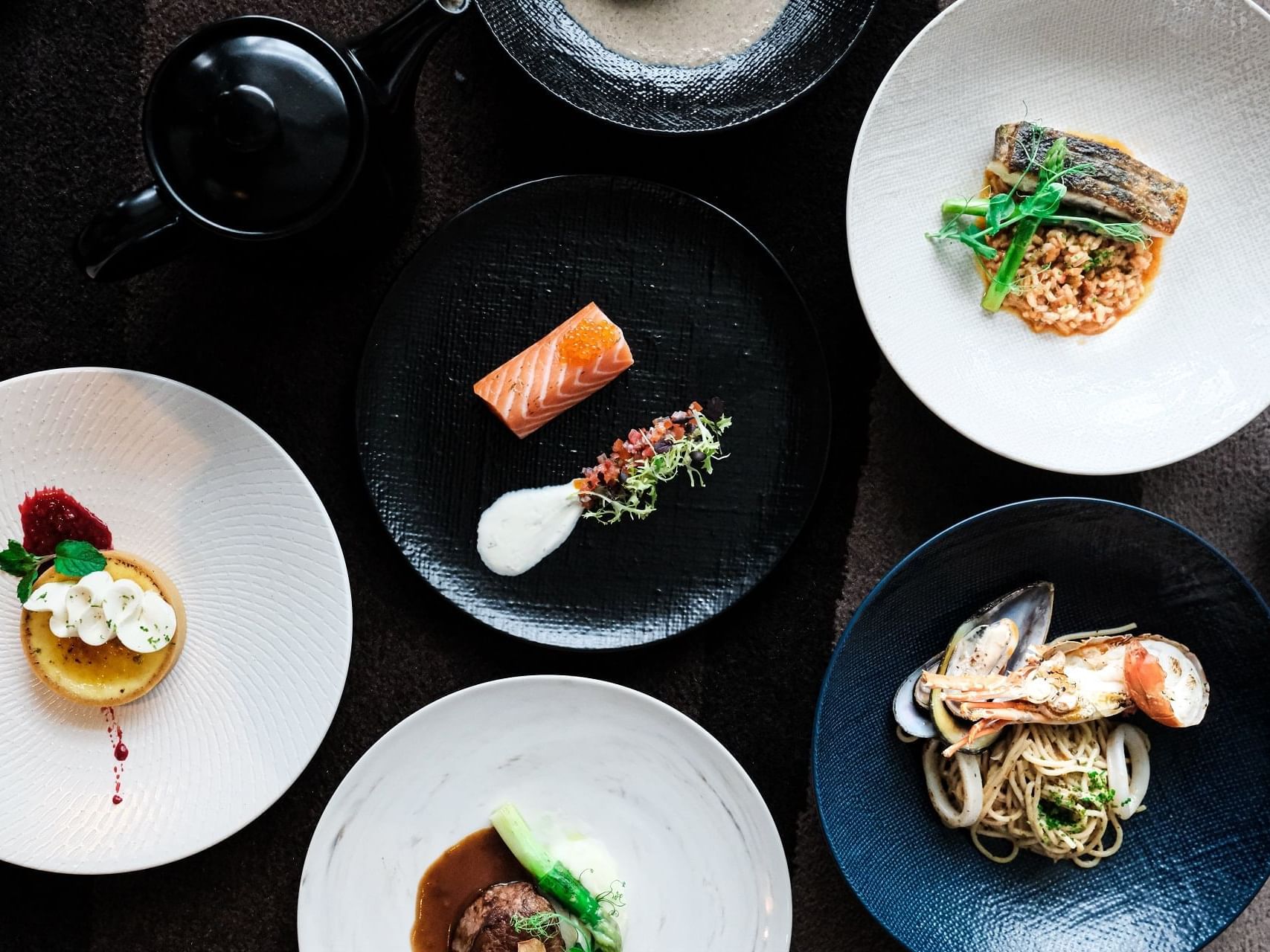 A display of dishes in Nest at One Farrer at One Farrer Hotel