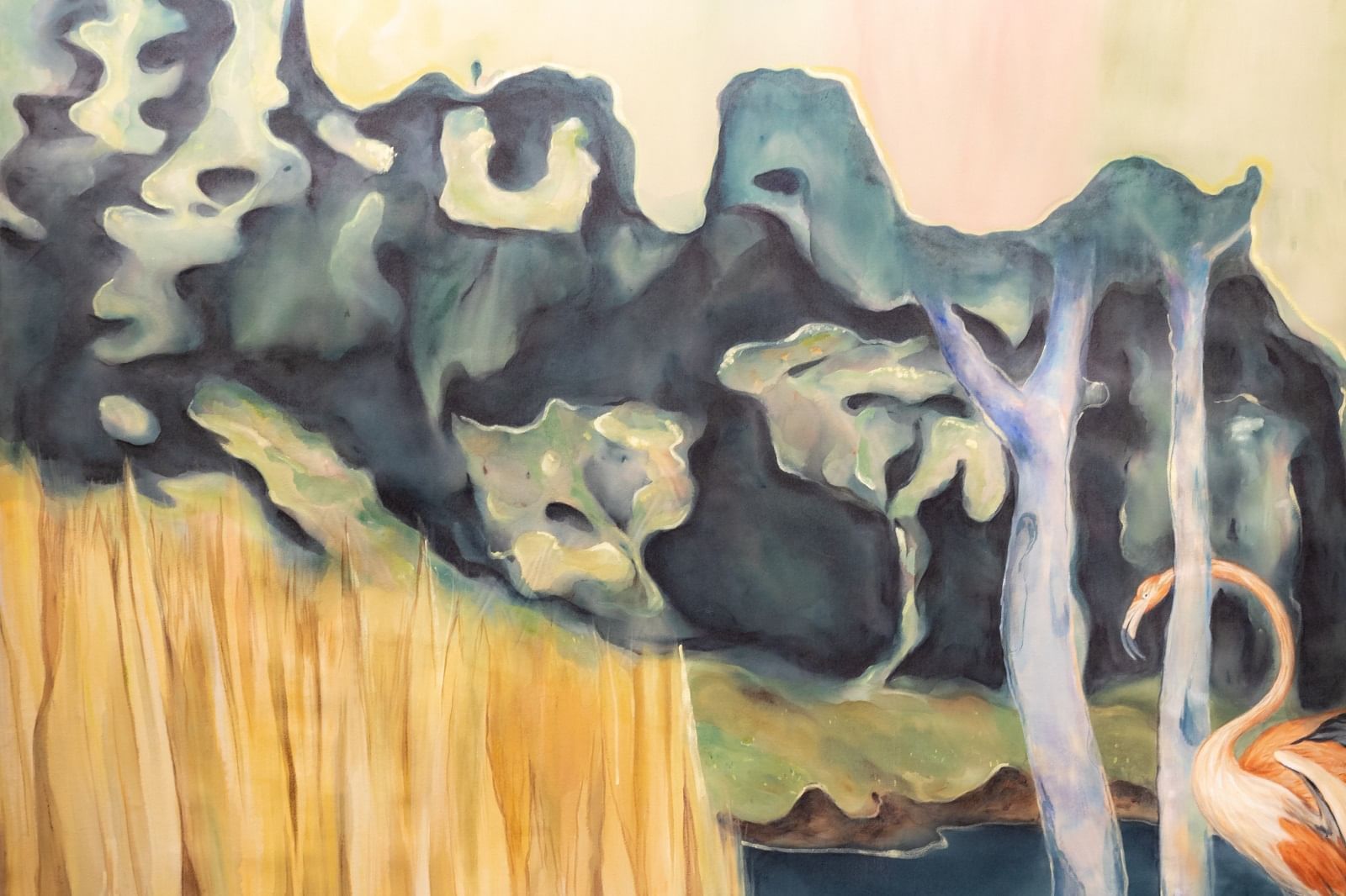 Close-up of an abstract wall painting at The Londoner Hotel