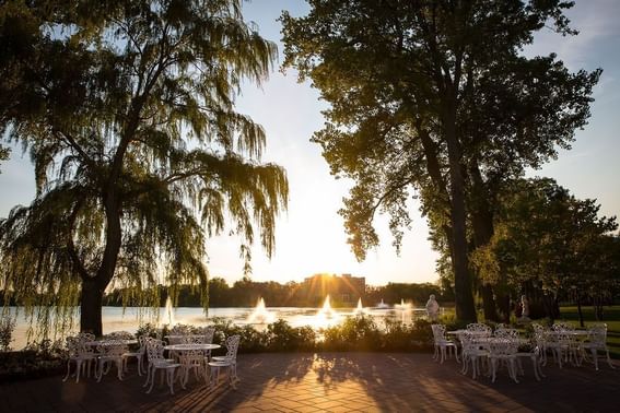 Sunset view from Pavillon terasse at Chateau Vaudreuil