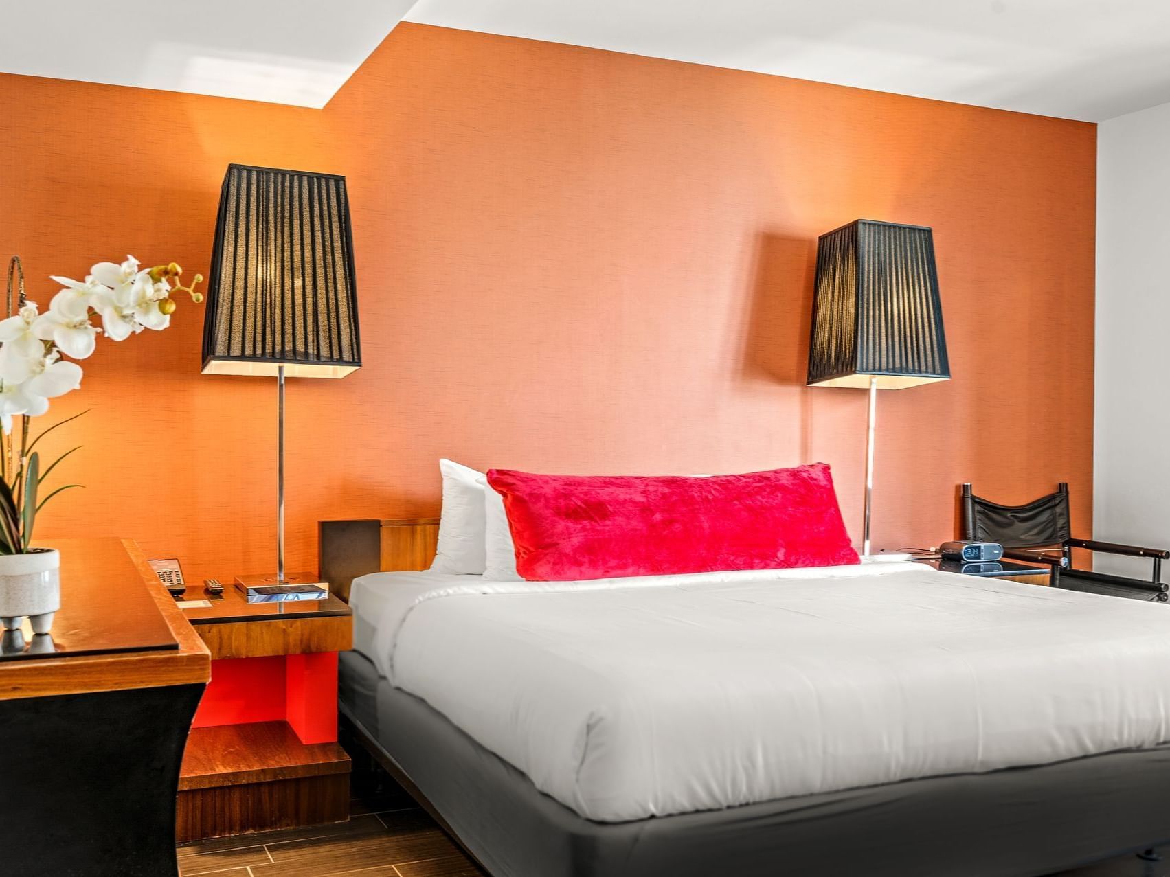 King-size bed with nightstands in Deluxe King at Fairwind Hotel Miami