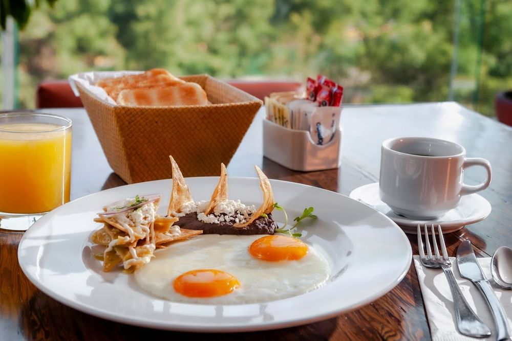 Un cálido desayuno servido con vistas en Gamma Hotels