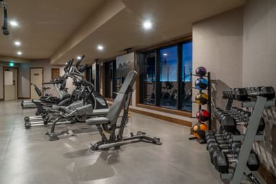 Fully equipped gymnasium at The Malcolm Hotel