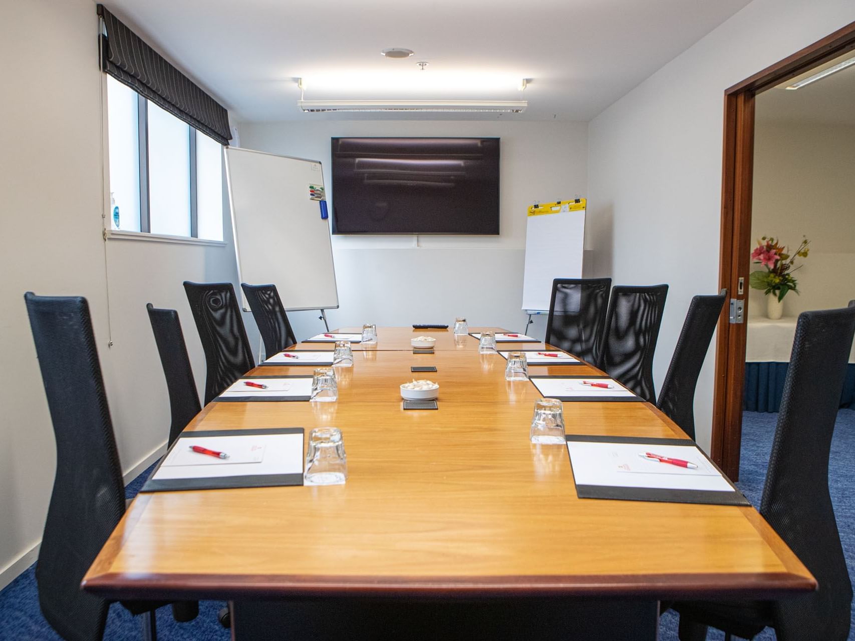 Conference table set-up in Boardroom 2 at James Cook Grand Chancellor