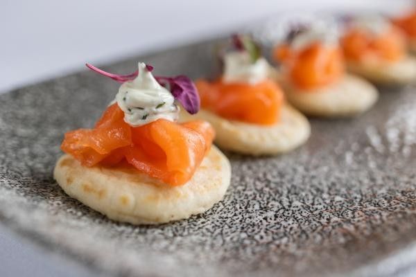 Canapes at Easthampstead Park in Berkshire for a Wedding Food Tasting blog.
