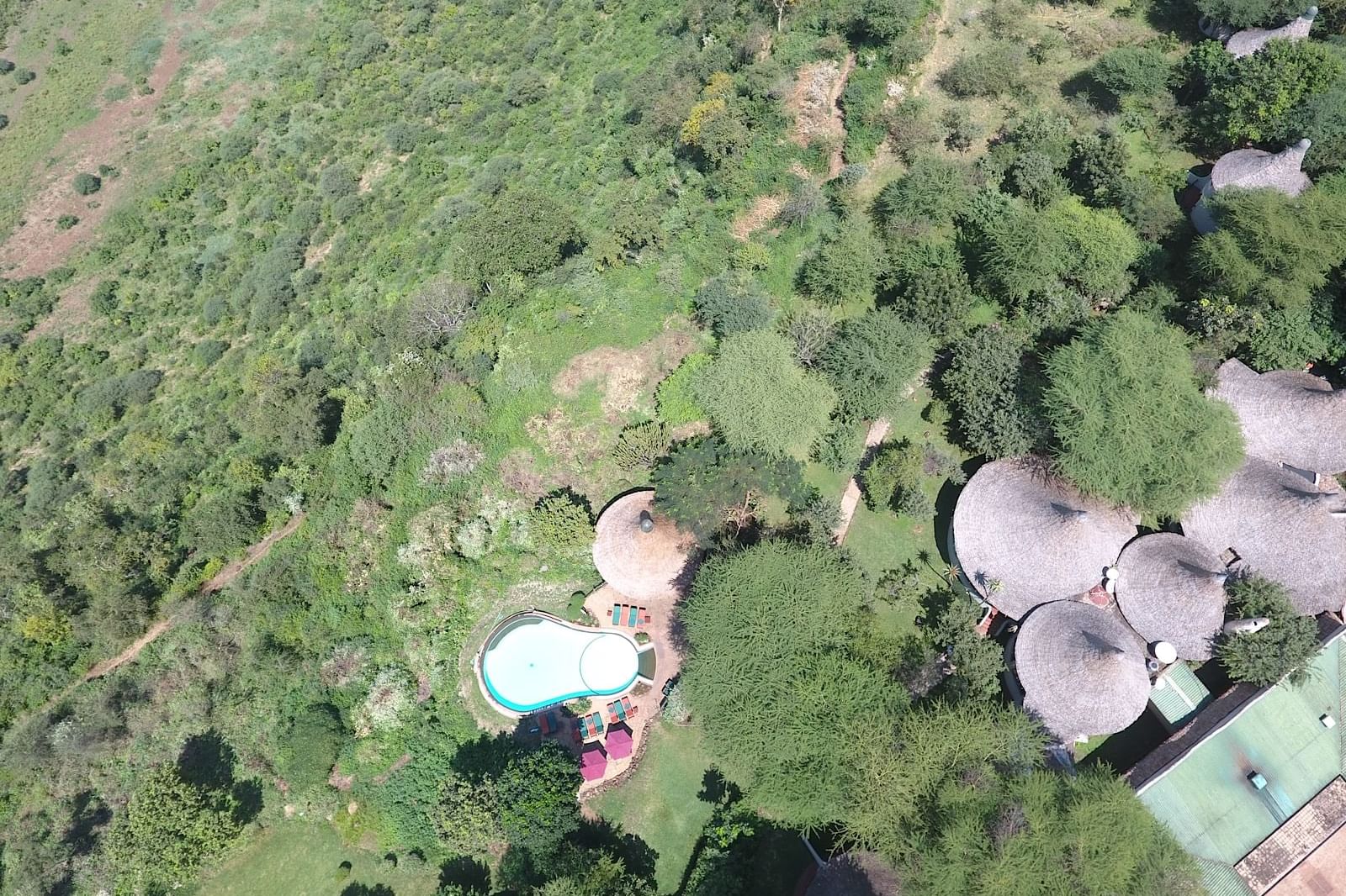 An Aerial view of Lake Manyara Serena Safari Lodge