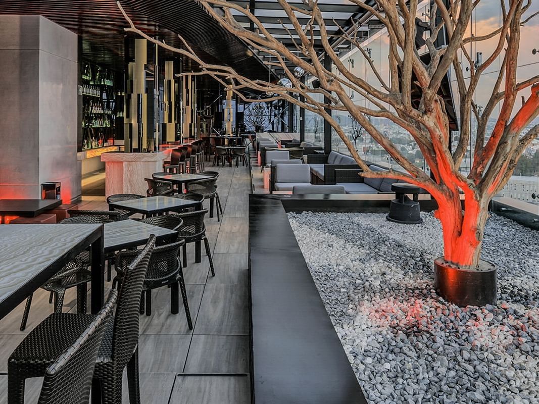 Dining table setup in Sky bar at Grand Fiesta Americana