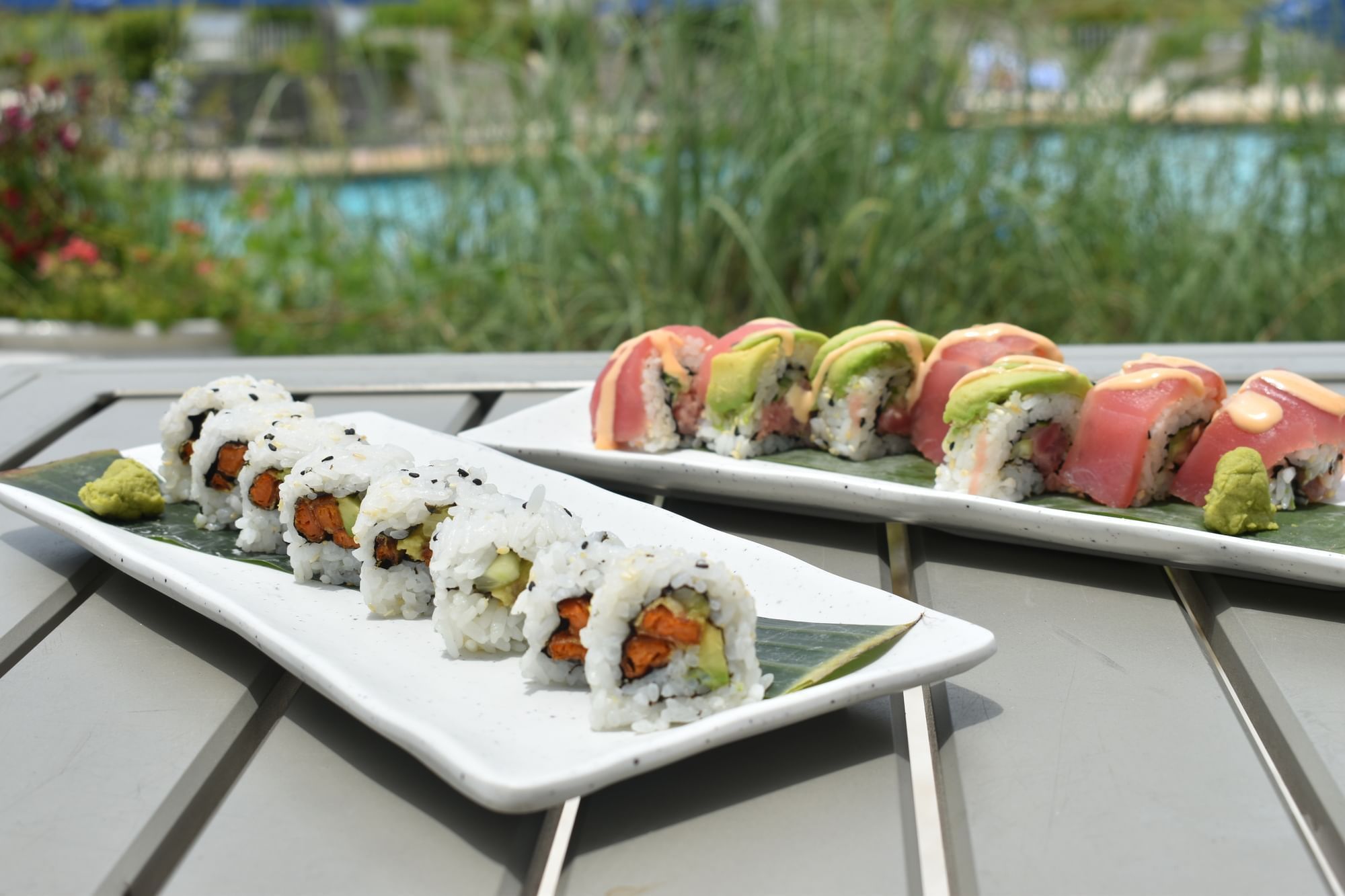 Beach Break Grill's Spicy Dunes and Welcome Californians sushi rolls