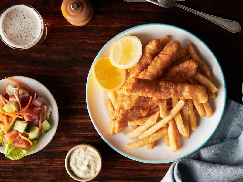 Close-up of served dishes in The Pub at Crown Hotel Melbourne