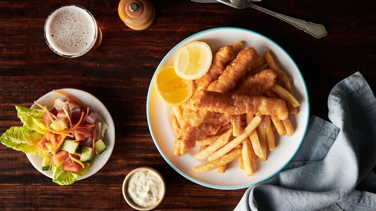 Close-up of served dishes in The Pub at Crown Hotel Melbourne