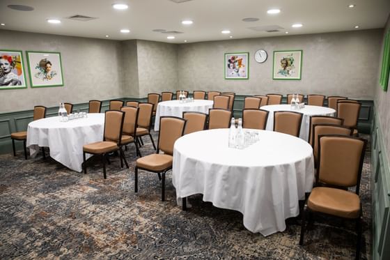 Cabaret type tables arranged in a meeting room at The Met Hotel Leeds