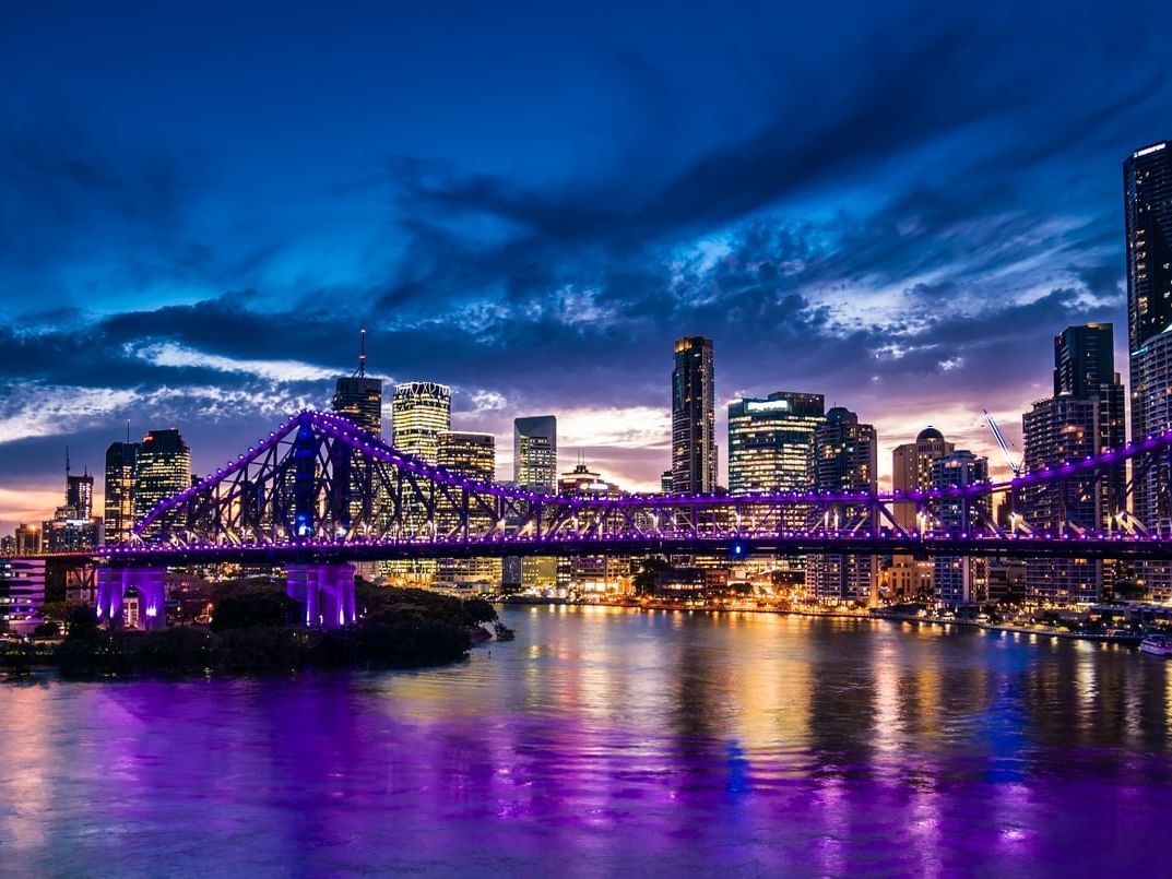 Night view of Sydney Harbour bridge near Amora Hotel
