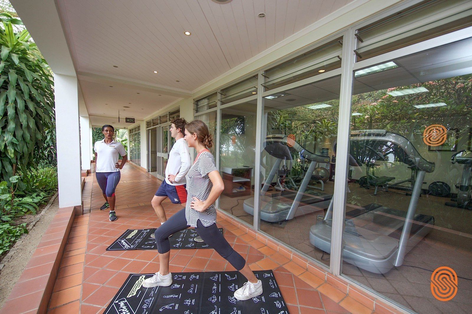 People doing cardio in the gymnasium at Kivu Serena Hotel