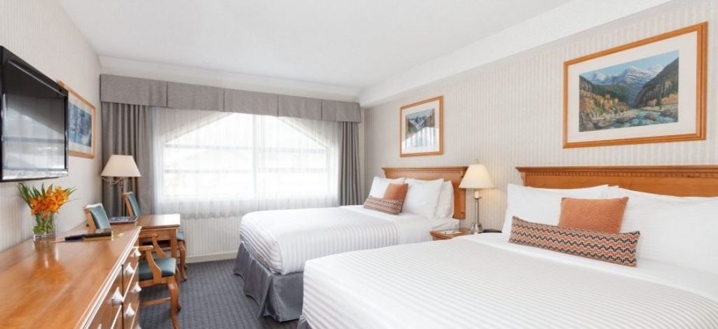 Two queen beds in hotel room