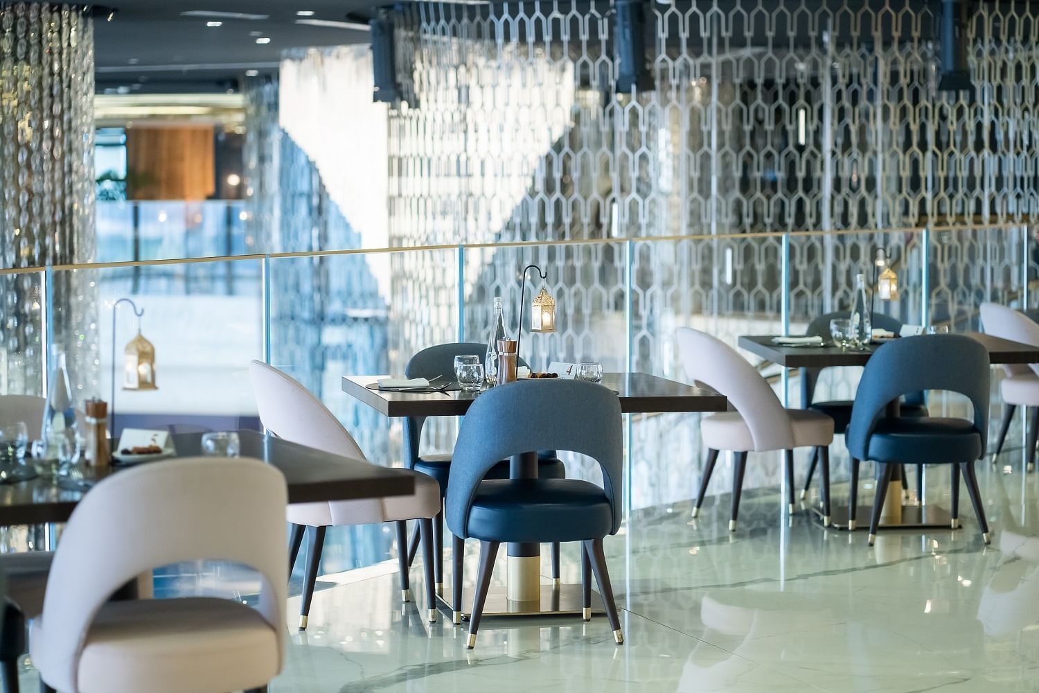 Dining tables arranged for Ramadan in The Stage at Paramount Hotel Dubai