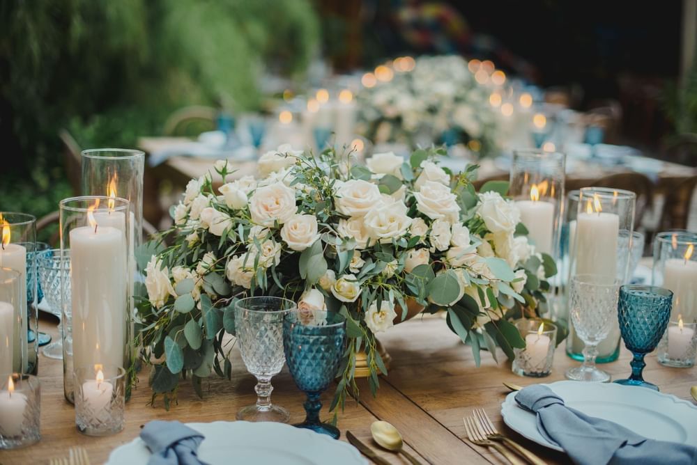 Flowers decorated for a wedding at The Explorean Cozumel 