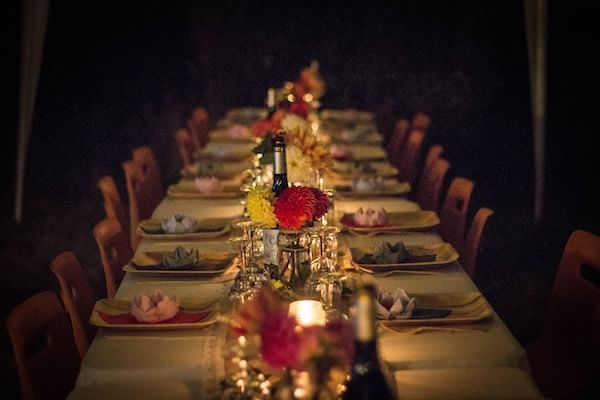 Close-up of dining table arrangements at Blackcomb Springs Suites