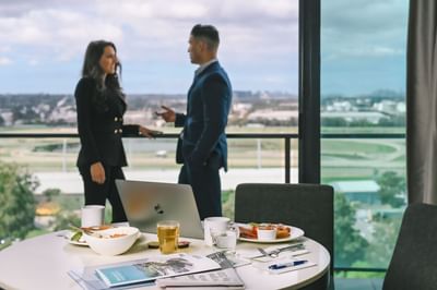 2 person talking to each other, Nesuto Parramatta Sydney Hotel