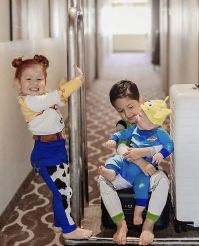 Kids in the hallway at Hotel Grand Legacy at The Park Anaheim.
