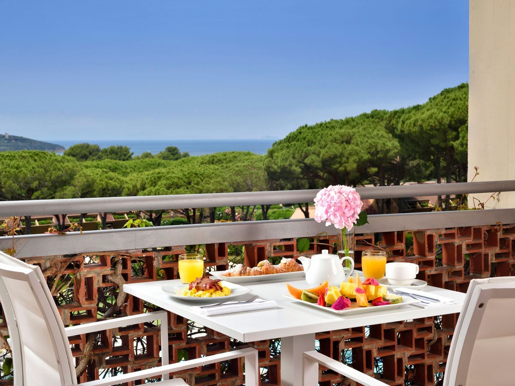 Breakfast served in Suite Sea View Balcony at Golf Hotel Punta Ala