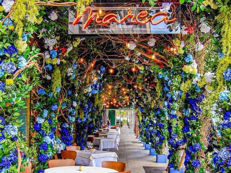 outdoor dining on marea's patio in midtown manhattan