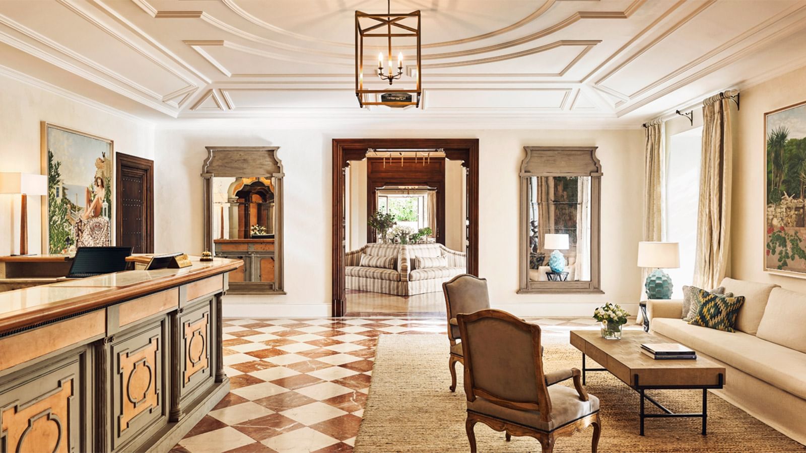 Lobby at the reception area in Marbella Club Hotel