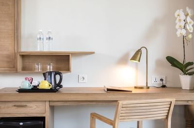 Working table with coffee station in Superior Room at Eastin Ashta Resort Canggu