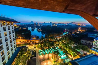 Aerial View of the pool at Chatrium Royal Lake Yangon